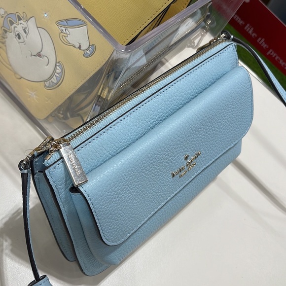 NWT Kate Spade Leila Small Crossbody K8284 
Leather Dewy Blue 
NWT - Picture 14 of 16